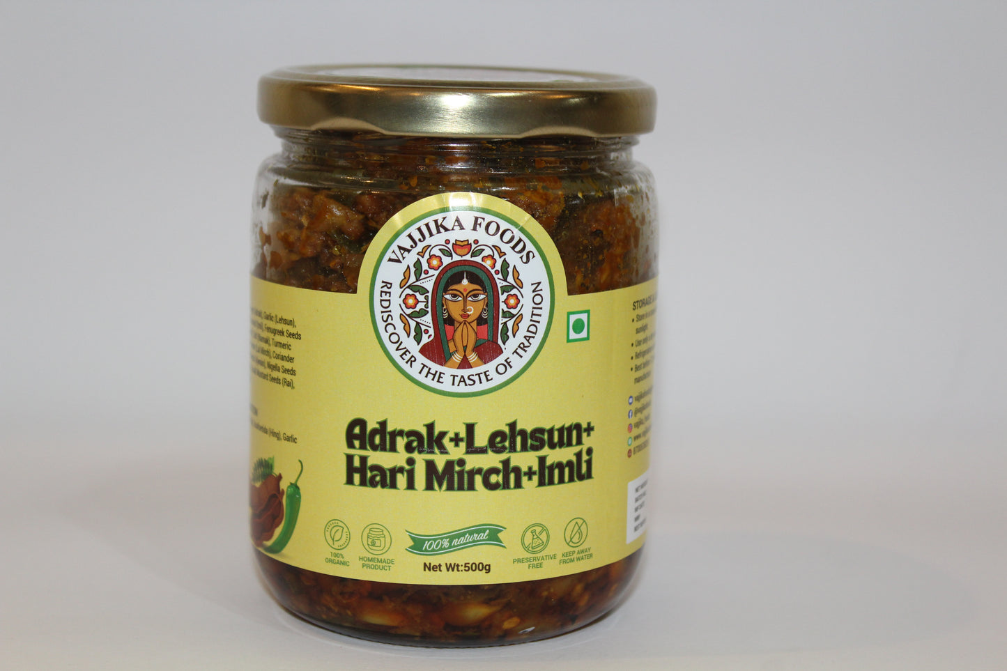Adrak Lehsun Hari Mirch and Imli Pickle
